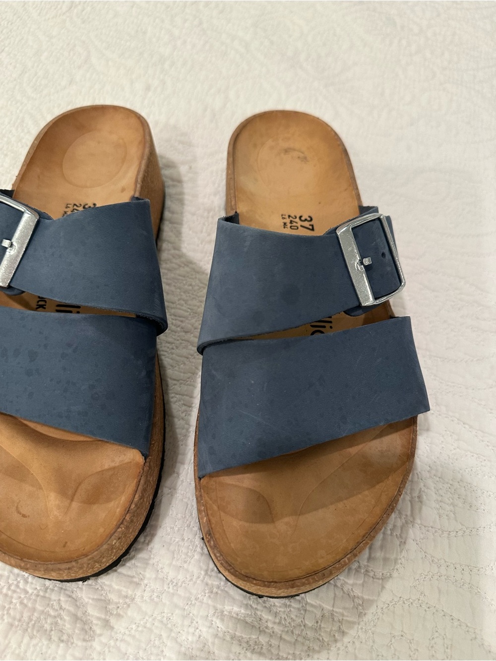 Papillio Navy Blue Double-Strap Cork Sandals